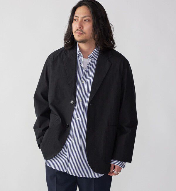 SHIPS「SHIPS: コットン ブロード リラックス シャツ ジャケット」|テーラードジャケット|ブラック
