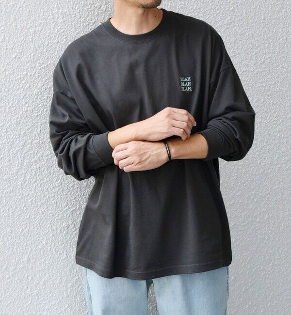 SHIPS any「【WEB限定】SHIPS any: BLAH BLAH BLAH.ワンポイント 刺繍 ルーズ Tシャツ (ロンT)◇」|Tシャツ・カットソー|