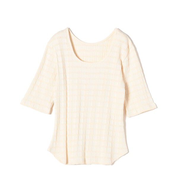 SHIPS for women「【WEB限定】〈洗濯機可能〉ランダム テレコ 5分袖 プルオーバー」|Tシャツ・カットソー|