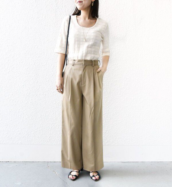 SHIPS for women「【WEB限定】〈洗濯機可能〉ランダム テレコ 5分袖 プルオーバー」|Tシャツ・カットソー|