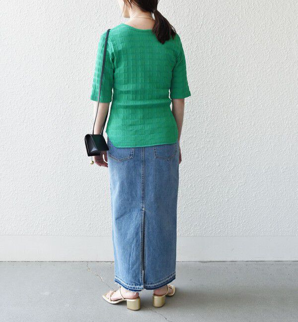 SHIPS for women「【WEB限定】〈洗濯機可能〉ランダム テレコ 5分袖 プルオーバー」|Tシャツ・カットソー|