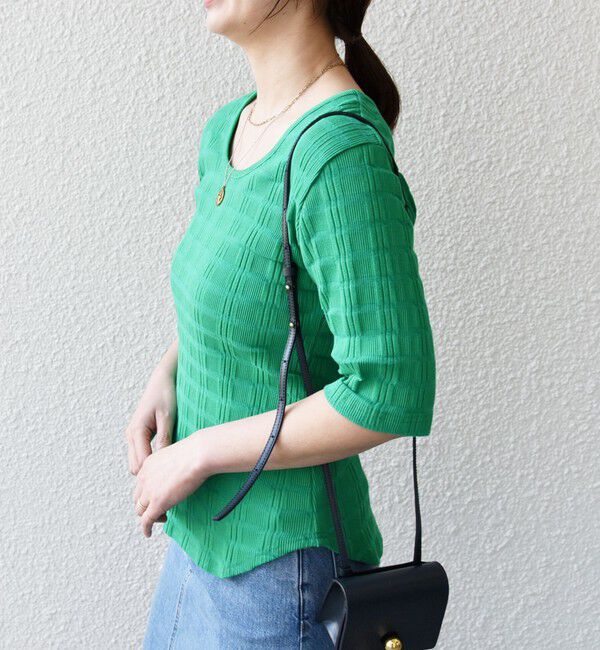 SHIPS for women「【WEB限定】〈洗濯機可能〉ランダム テレコ 5分袖 プルオーバー」|Tシャツ・カットソー|