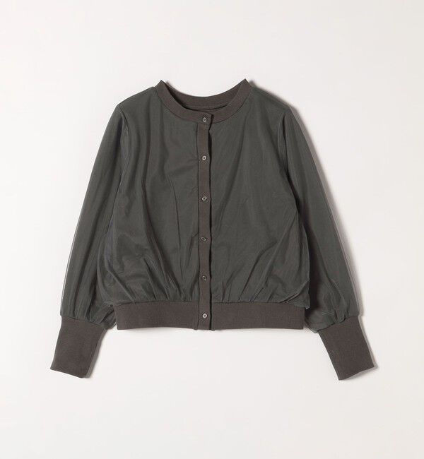 quaranciel「quaranciel:〈手洗い可能〉チュール ドッキング クルーネック カーディガン」|カーディガン|