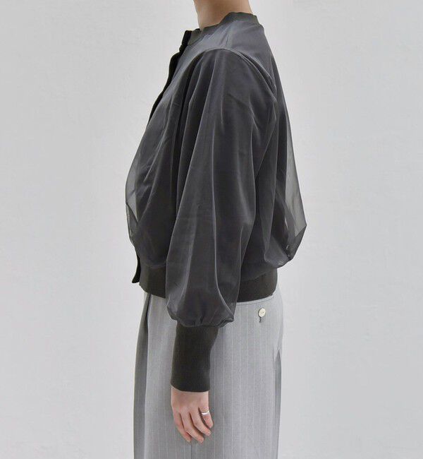 quaranciel「quaranciel:〈手洗い可能〉チュール ドッキング クルーネック カーディガン」|カーディガン|