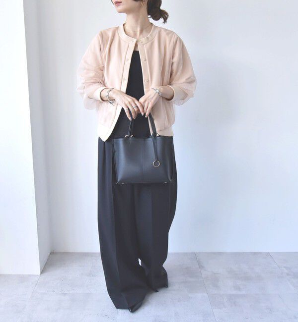 quaranciel「quaranciel:〈手洗い可能〉チュール ドッキング クルーネック カーディガン」|カーディガン|