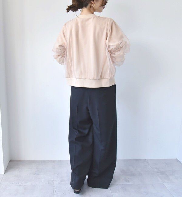 quaranciel「quaranciel:〈手洗い可能〉チュール ドッキング クルーネック カーディガン」|カーディガン|