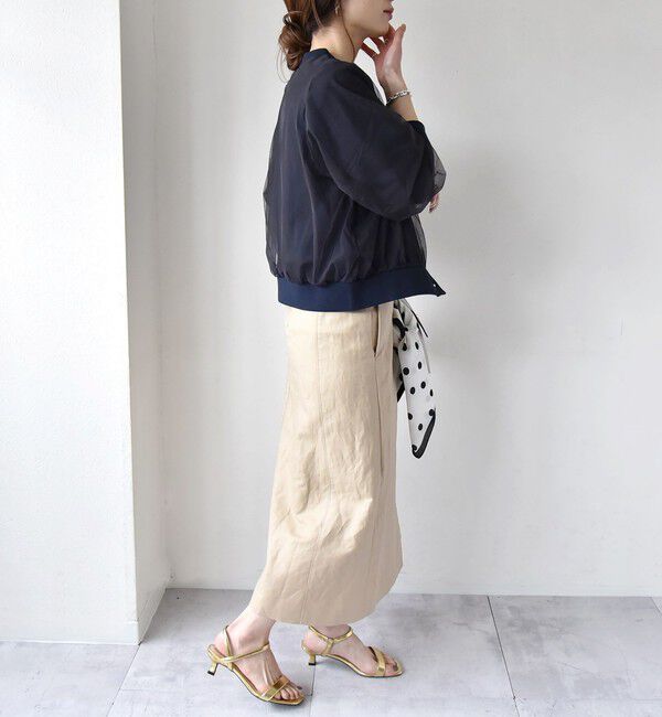 quaranciel「quaranciel:〈手洗い可能〉チュール ドッキング クルーネック カーディガン」|カーディガン|