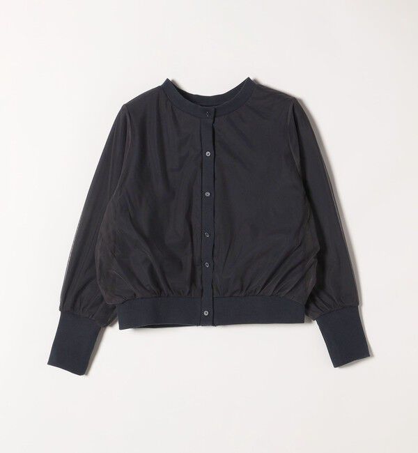 quaranciel「quaranciel:〈手洗い可能〉チュール ドッキング クルーネック カーディガン」|カーディガン|