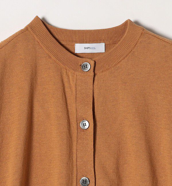 SHIPS any「SHIPS any:〈手洗い可能〉リネン ミックス ワイド パフ クルーネック シアー カーディガン」|カーディガン|