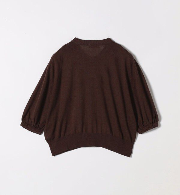 SHIPS any「SHIPS any:〈手洗い可能〉リネン ミックス ワイド パフ クルーネック シアー カーディガン」|カーディガン|