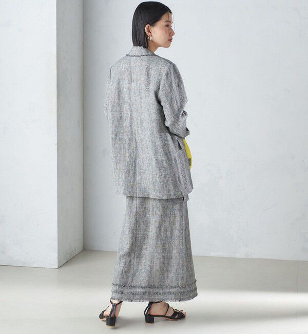 SHIPS for women「〈手洗い可能〉チェック / 無地 フリンジ ボクシー ジャケット」|テーラードジャケット|