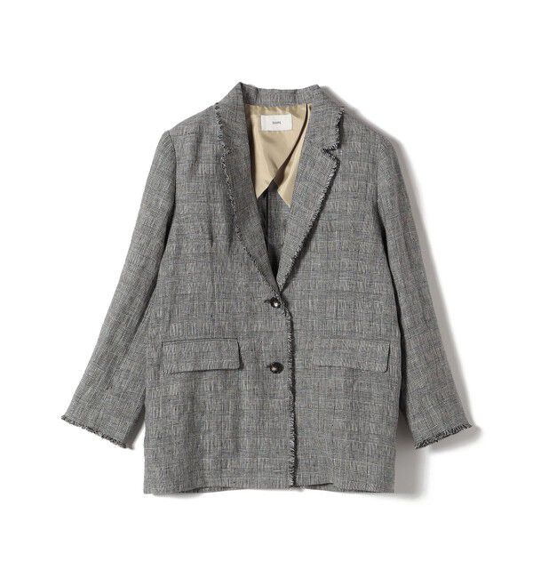 SHIPS for women「〈手洗い可能〉チェック / 無地 フリンジ ボクシー ジャケット」|テーラードジャケット|