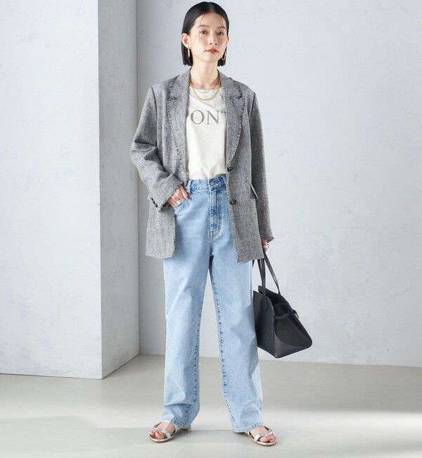 SHIPS for women「〈手洗い可能〉チェック / 無地 フリンジ ボクシー ジャケット」|テーラードジャケット|