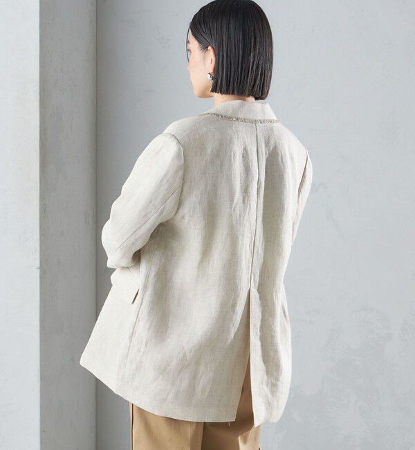 SHIPS for women「〈手洗い可能〉チェック / 無地 フリンジ ボクシー ジャケット」|テーラードジャケット|