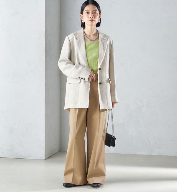 SHIPS for women「〈手洗い可能〉チェック / 無地 フリンジ ボクシー ジャケット」|テーラードジャケット|