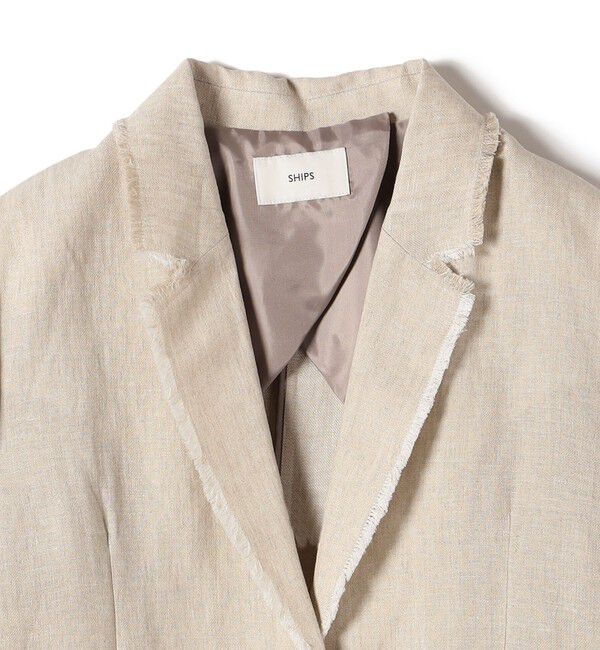 SHIPS for women「〈手洗い可能〉チェック / 無地 フリンジ ボクシー ジャケット」|テーラードジャケット|