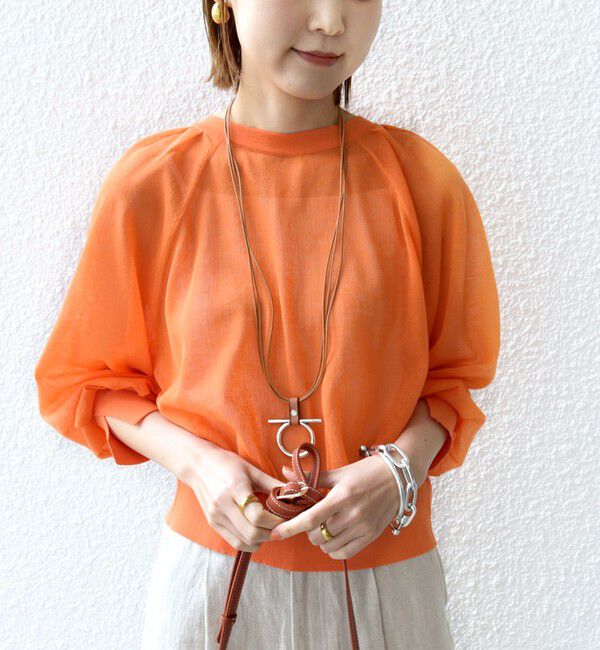 SHIPS for women「〈手洗い可能〉2WAY シアー カーディガン」|カーディガン|オレンジ