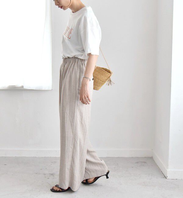 quaranciel「quaranciel:〈洗濯機可能〉クルーネック コットン ロゴ プリント TEE」|Tシャツ・カットソー|