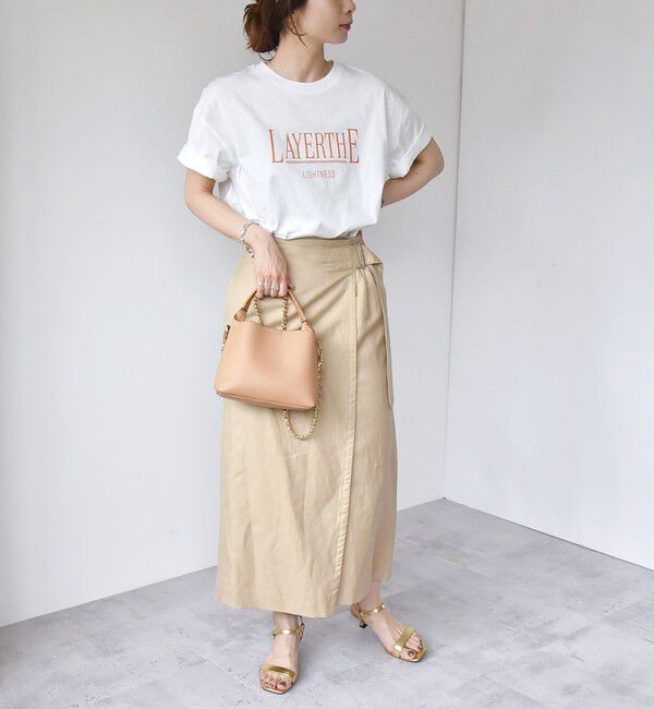 quaranciel「quaranciel:〈洗濯機可能〉クルーネック コットン ロゴ プリント TEE」|Tシャツ・カットソー|