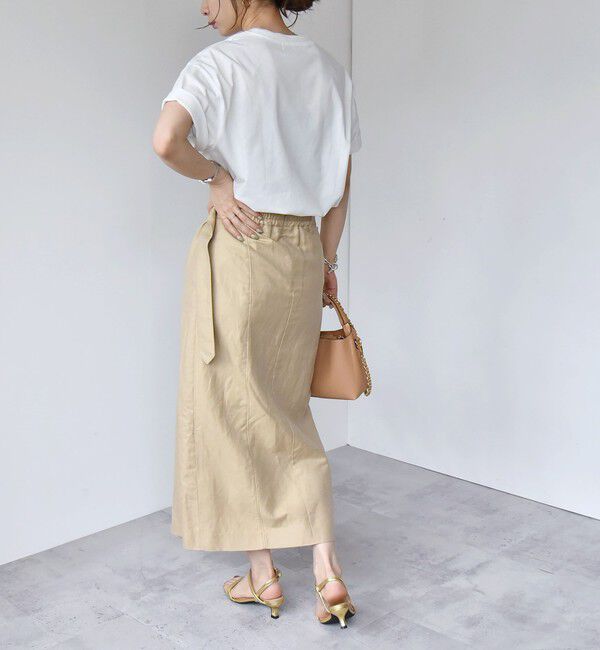 quaranciel「quaranciel:〈洗濯機可能〉クルーネック コットン ロゴ プリント TEE」|Tシャツ・カットソー|