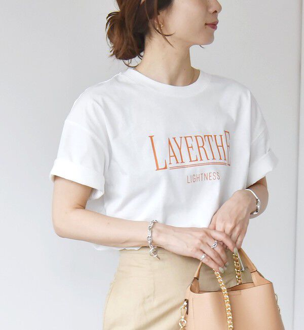 quaranciel「quaranciel:〈洗濯機可能〉クルーネック コットン ロゴ プリント TEE」|Tシャツ・カットソー|