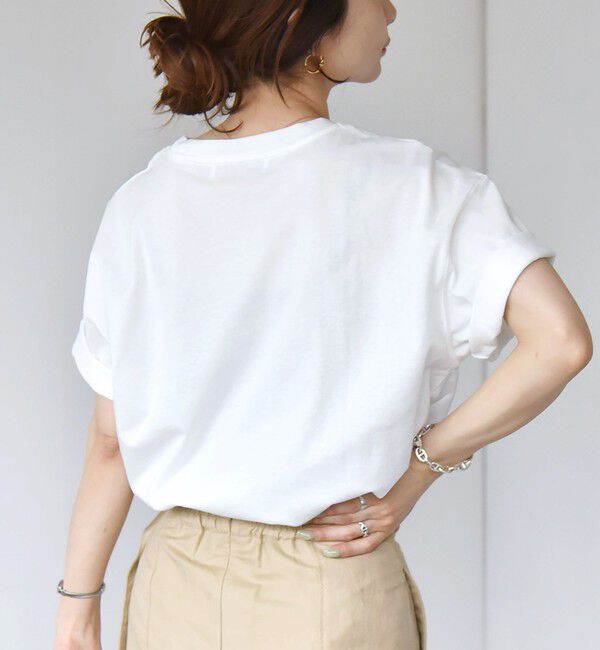 quaranciel「quaranciel:〈洗濯機可能〉クルーネック コットン ロゴ プリント TEE」|Tシャツ・カットソー|