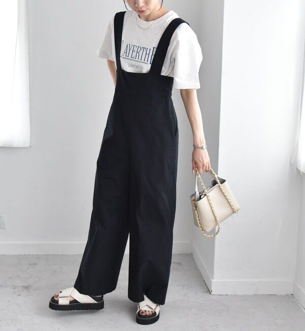 quaranciel「quaranciel:〈洗濯機可能〉クルーネック コットン ロゴ プリント TEE」|Tシャツ・カットソー|