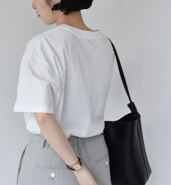 quaranciel「quaranciel:〈洗濯機可能〉クルーネック コットン ロゴ プリント TEE」|Tシャツ・カットソー|