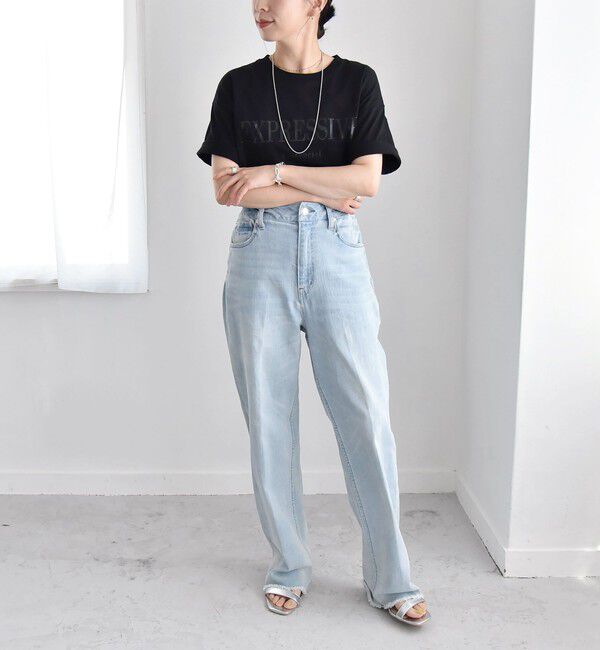 quaranciel「quaranciel:〈洗濯機可能〉クルーネック コットン ロゴ プリント TEE」|Tシャツ・カットソー|