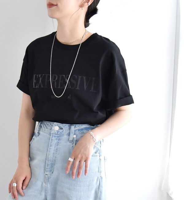 quaranciel「quaranciel:〈洗濯機可能〉クルーネック コットン ロゴ プリント TEE」|Tシャツ・カットソー|