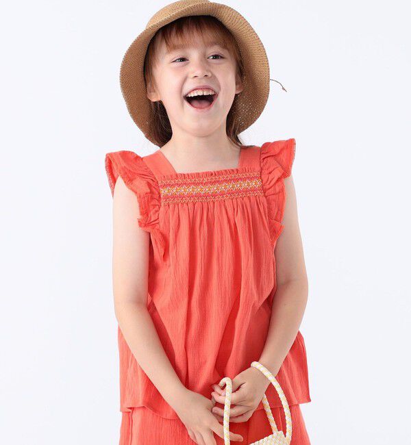 SHIPS KIDS「SHIPS KIDS:100～130cm / スモッキング フリル ブラウス」|シャツ・ブラウス|