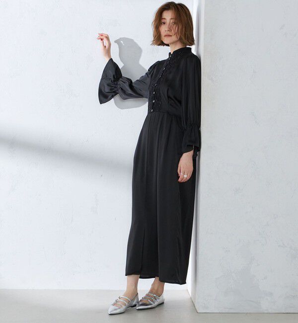 SHIPS for women「【SHIPS別注】A PUPIL:〈洗濯機可能〉サテン ロング ワンピース」|ワンピース|