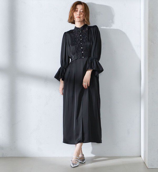 SHIPS for women「【SHIPS別注】A PUPIL:〈洗濯機可能〉サテン ロング ワンピース」|ワンピース|