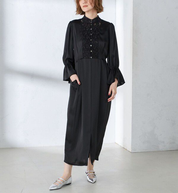 SHIPS for women「【SHIPS別注】A PUPIL:〈洗濯機可能〉サテン ロング ワンピース」|ワンピース|