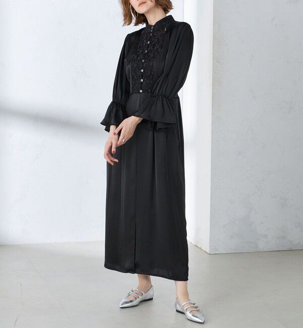 SHIPS for women「【SHIPS別注】A PUPIL:〈洗濯機可能〉サテン ロング ワンピース」|ワンピース|