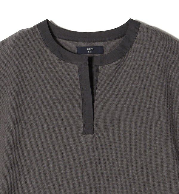 SHIPS Colors 「SHIPS Colors:〈手洗い可能〉ミニワッフル フレンチスリーブ スキッパー ワンピース◇」|ワンピース|