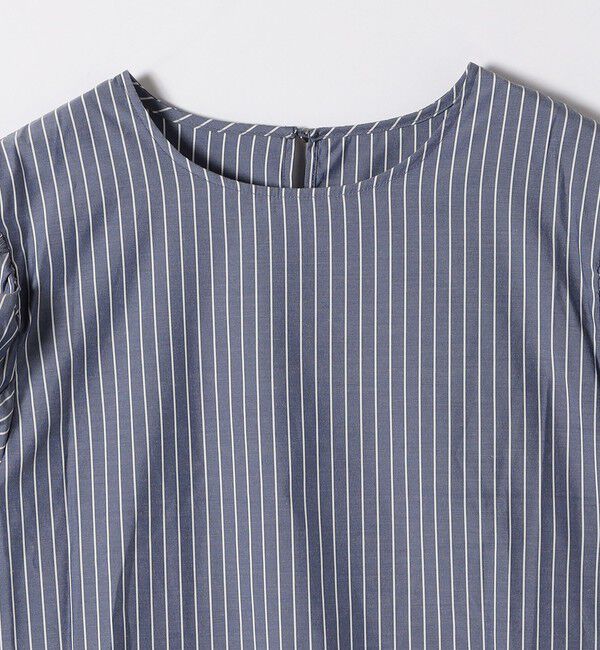 quaranciel「quaranciel:〈手洗い可能〉ギャザー ハーフスリーブ ストライプ ブラウス」|シャツ・ブラウス|
