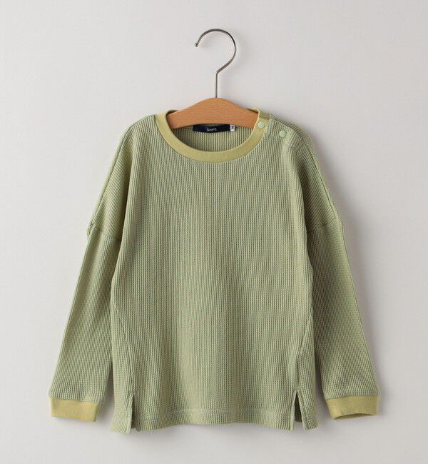 SHIPS KIDS「THYARD:80～90cm / ベビー ワッフル 長袖 TEE」|Tシャツ・カットソー|ライトグリーン