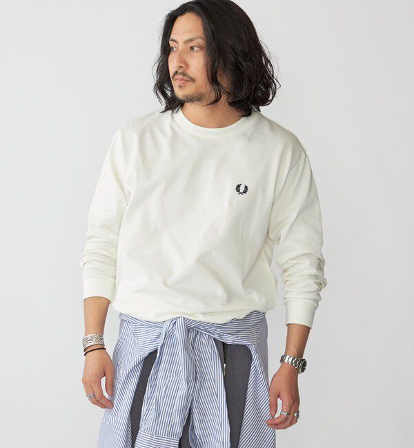 SHIPS「【SHIPS別注】FRED PERRY: COOLMAX(R) 鹿の子 ワンポイント ロゴ Tシャツ (ロンT) 24FW」|Tシャツ・カットソー|ナチュラル