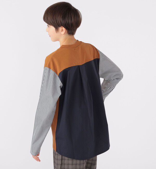 SHIPS KIDS「SHIPS KIDS:140～160cm / パターン 切替 長袖 TEE」|Tシャツ・カットソー|