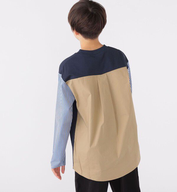 SHIPS KIDS「SHIPS KIDS:140～160cm / パターン 切替 長袖 TEE」|Tシャツ・カットソー|