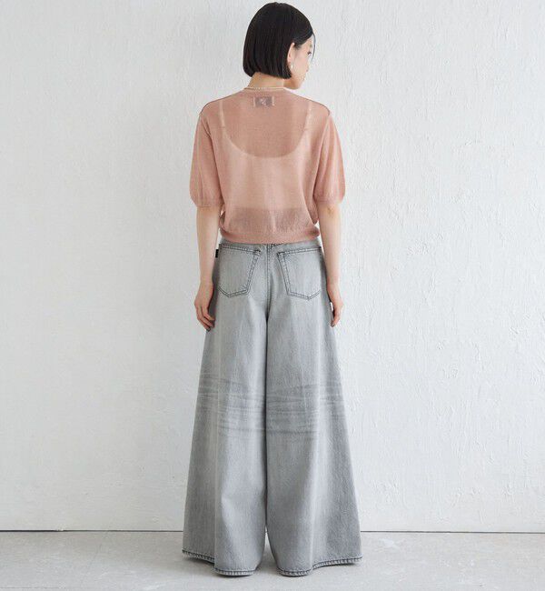 SHIPS for women「Wai＋:〈手洗い可能〉モヘヤブレンド 半袖 プルオーバー」|ニット・セーター|