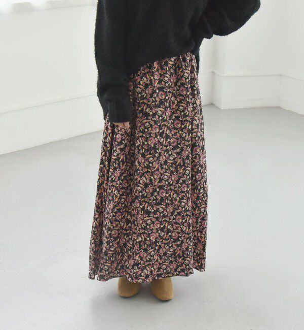 quaranciel「quaranciel :〈洗濯機可能〉TROUILLET フラワー プリント フレア スカート」|スカート|