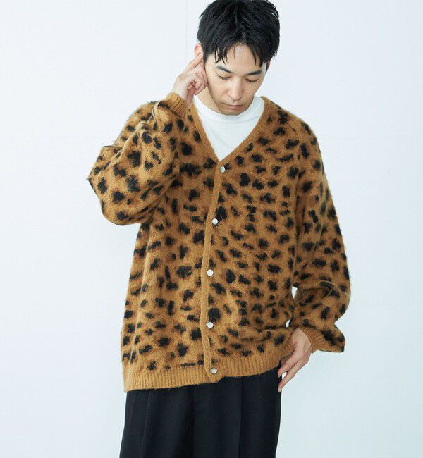 SHIPS「TOWNCRAFT:〈手洗い可能〉総柄 ラグランスリーブ シャギー ニット カーディガン」|カーディガン|