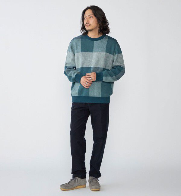 SHIPS「SHIPS:〈手洗い可能〉コットン カシミヤ チェック クルーネック ニット」|ニット・セーター|