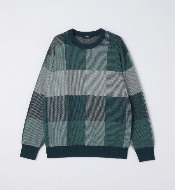 SHIPS「SHIPS:〈手洗い可能〉コットン カシミヤ チェック クルーネック ニット」|ニット・セーター|