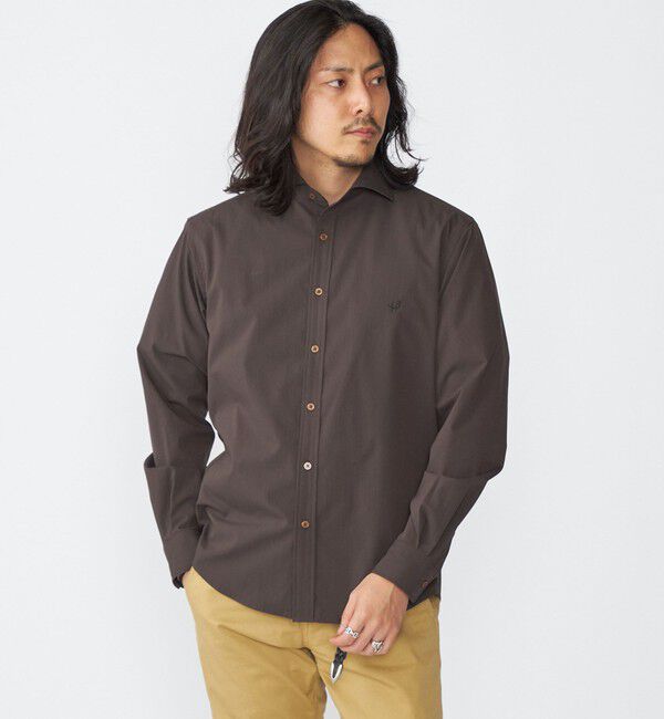 SHIPS「【WEB限定】SHIPS: 防シワ・吸水速乾 Drymix(R)タイプライターセミワイドカラーシャツ」|シャツ・ブラウス|ダークグレー