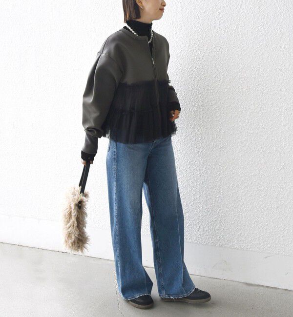 SHIPS for women「【WEB限定】 〈手洗い可能〉ダンボール &times; チュール ジップ 羽織」|その他|