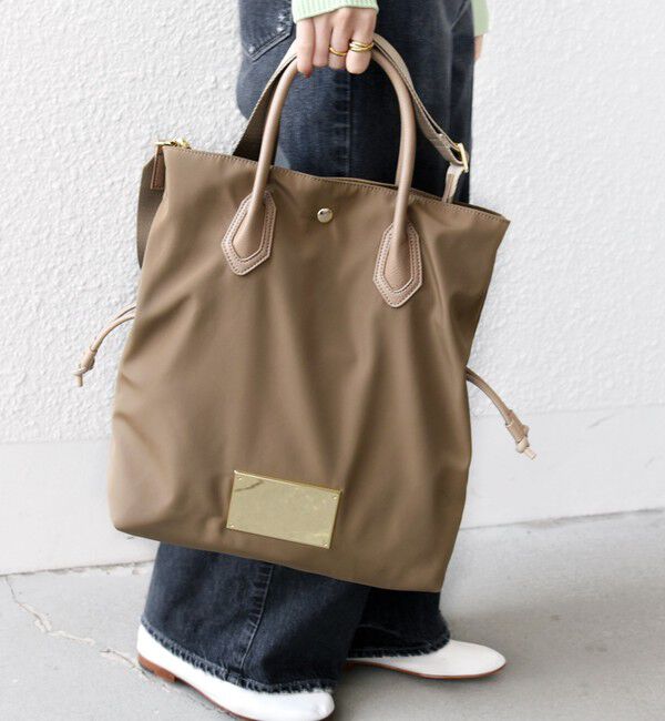 SHIPS for women「【WEB限定】 ジップ 2WAY プレート バッグ」|トートバッグ|ベージュ系