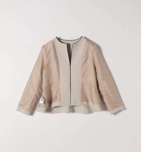 SHIPS any「《追加予約》SHIPS any:〈洗濯機可能〉ダブルクロス  ペプラム ノーカラー ジャケット［NAVY BLUE］」|ノーカラージャケット|